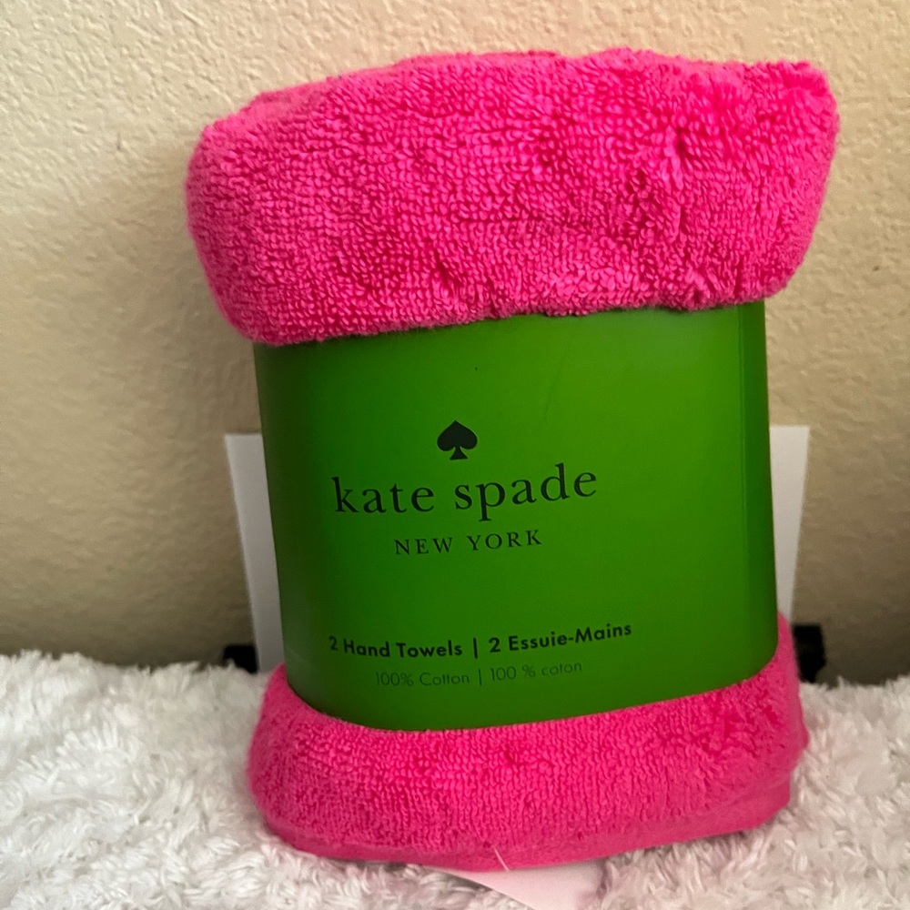 kate spade Barbie Pink Hand Towel Set of 2 NWT